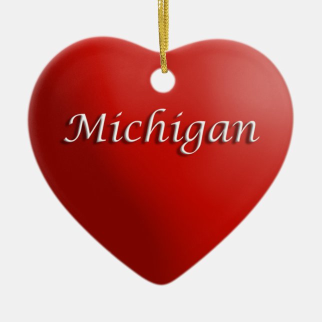 Ornement En Céramique Michigan Red Heart Keepsaké Ornament (Devant)