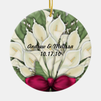 Ornement En Céramique Mignon a marié notre premier Noël