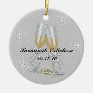 Ornement En Céramique Mignon marié ; Notre premier Noël