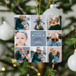 Ornement En Céramique Mignon 'Papa & Moi' Photo Collage Joyeux Noël<br><div class="desc">Créez votre propre 'Papa & Moi' Keepsaké photo ornement de Noël. Design dispose de 8 photos carrés insta tendance de votre choix, le texte mignon 'Daddy & Me' avec deux petits coeurs - Joyeux Noël! "avec amour" dans un script de calligraphie élégant et le nom de qui il est. Un...</div>