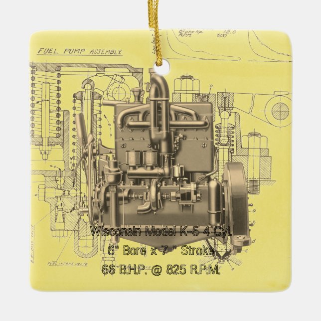 Ornement En Céramique Milwaukee Wisconsin Engine Early K (Devant)