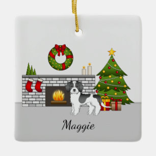 Ornement En Céramique Mini Goldendoodle Parti-color Noir de Noël