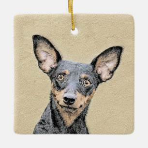 Ornement En Céramique Miniature Pinscher Peinture mignonne Chien Art ori