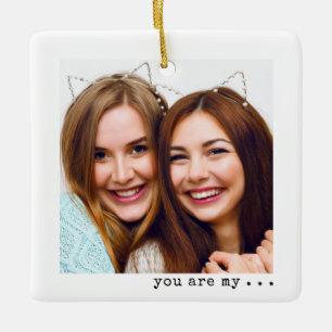 Ornement En Céramique Minimalist Best Friend Forever Photo Ornament