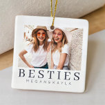 Ornement En Céramique Minimaliste moderne chic Best Friends BFF Photo<br><div class="desc">Design is composed of fun and playful typographiy with sans serif and serif font. Add a custom photo.</div>