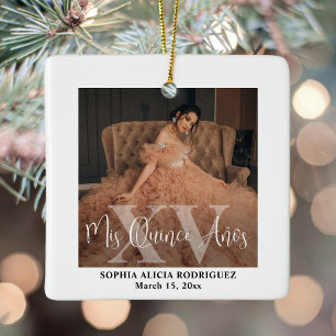 Ornement En Céramique Mis XV Años 2 Photo Quinceañera Maintien de la mod