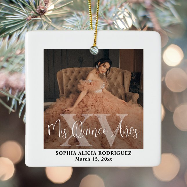 Ornement En Céramique Mis XV Años 2 Photo Quinceañera Maintien de la mod (Créateur téléchargé)