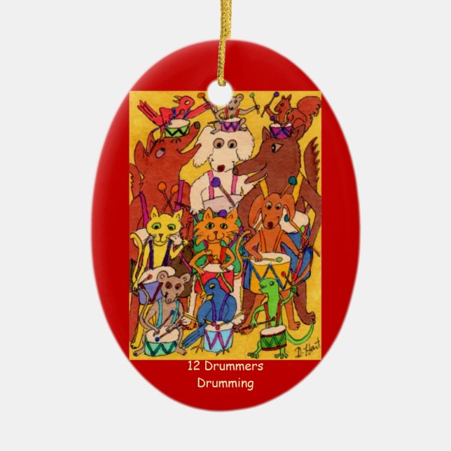 Ornement En Céramique Mise en tambour de 12 batteurs (Devant)