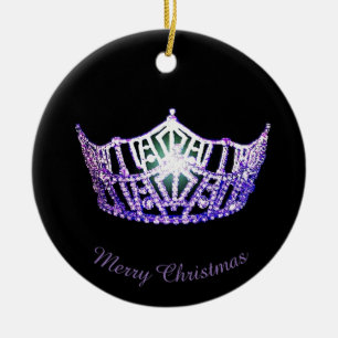 Ornement En Céramique Miss America Purple Crown Round Orament