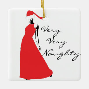 Ornement En Céramique Mme Claus Naughty et Nice