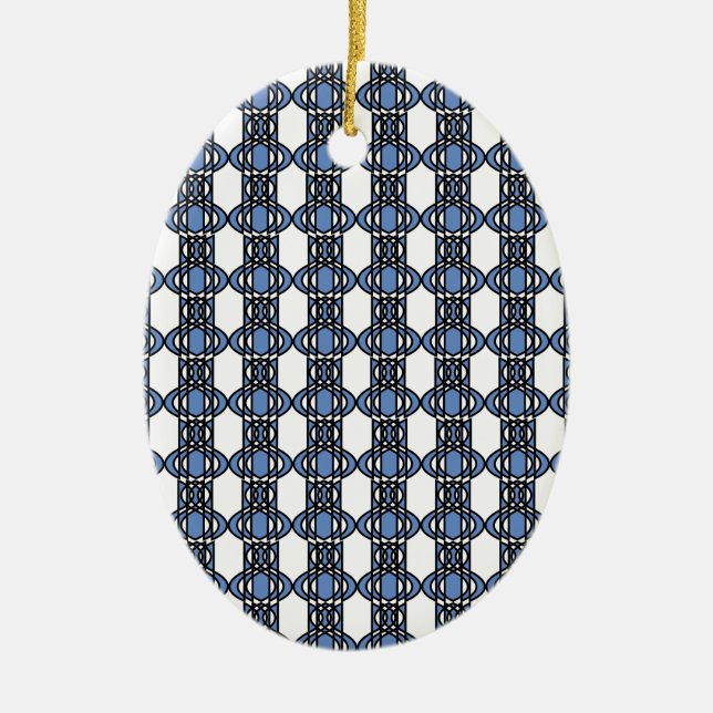 Ornement En Céramique Mod Retro Blue Abstrait Scarab Motif (Devant)