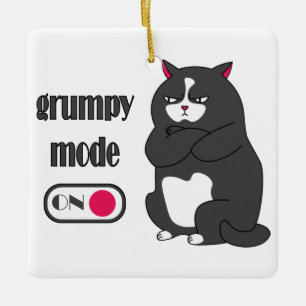 Ornement En Céramique Mode grumeux sur drôle de gros chat