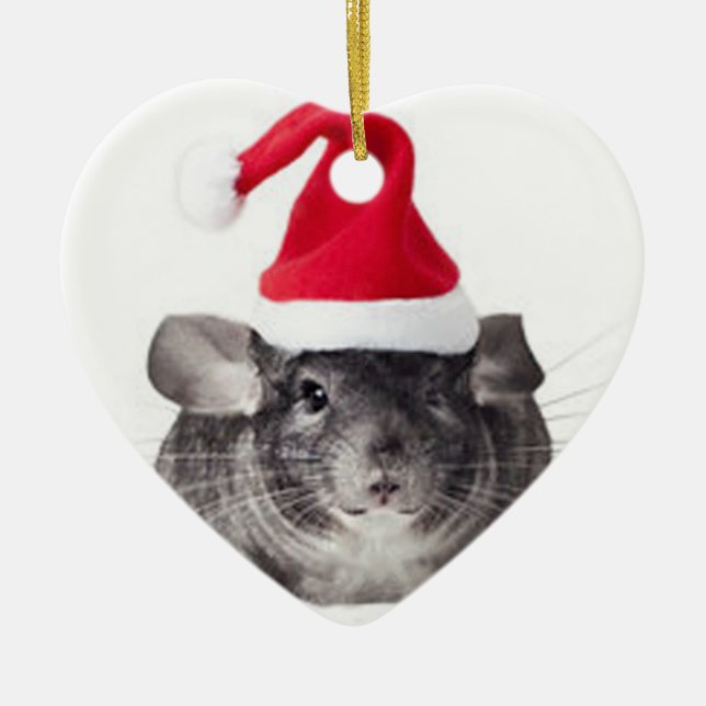 Ornement En Céramique Modèle adorable de Père Noël de chinchilla (Devant)