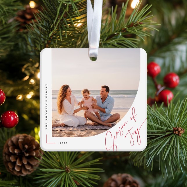 Ornement En Céramique Modern Arch Family Photo Double Sided Christmas (Créateur téléchargé)