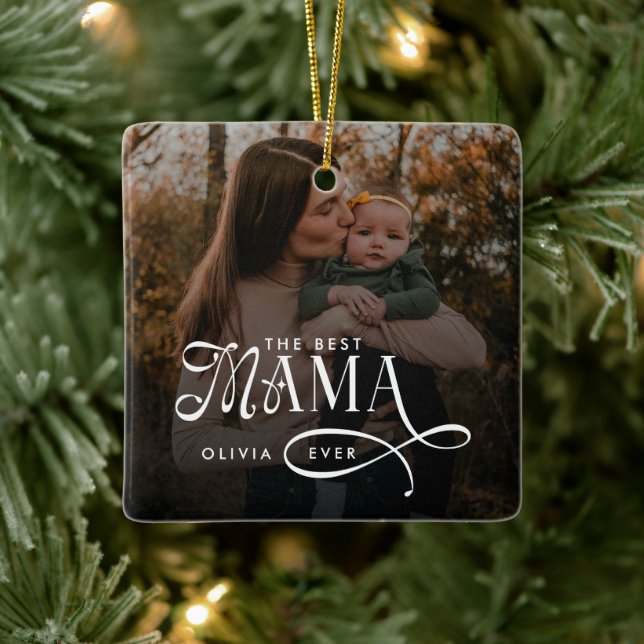 Ornement En Céramique Modern Best Mama Ever Photo Mothers Day Gifts (Arbre)