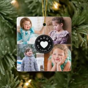 Ornement En Céramique Modern Daddy We Love You Photo Collage