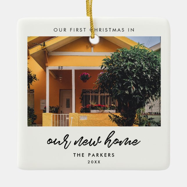 Ornement En Céramique Modern font First Christmas in our new home (Devant)