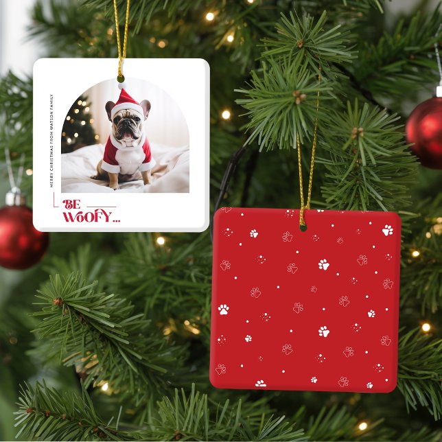 Ornement En Céramique Modern Funny Family Pet Dog Arch Photo Christmas (Créateur téléchargé)