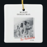 Ornement En Céramique Modern minimal Christmas vintage family photo<br><div class="desc">Modern minimal Christmas vintage indie photo holiday ornament</div>