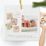 Ornement En Céramique Modern My First Joyeux Noël Photo Naissance bébé<br><div class="desc">🎁 Mon Ornement festif s'harmonise parfaitement avec le thème, le rendant parfait comme cadeau ou des cadeaux pour la famille et les amis. ______________________________ ***ce design fait partie d'une collection de fêtes de Noël*** Découvrez la magie de Noël et la beauté des nouveaux débuts grâce à notre première collection de...</div>