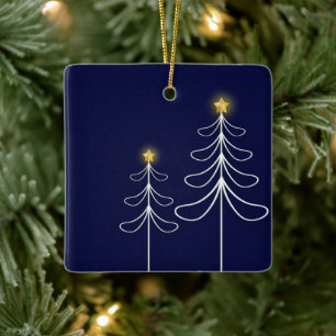 Ornement En Céramique Modern Navy Christmas Tree Graphic