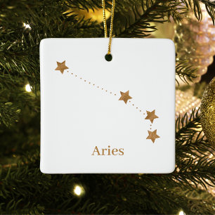 Ornement En Céramique Modern Zodiac Sign Gold Aries   Element Fire Paper