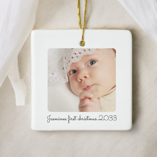 Ornement En Céramique moderne minimaliste  photo premier noël de bébé