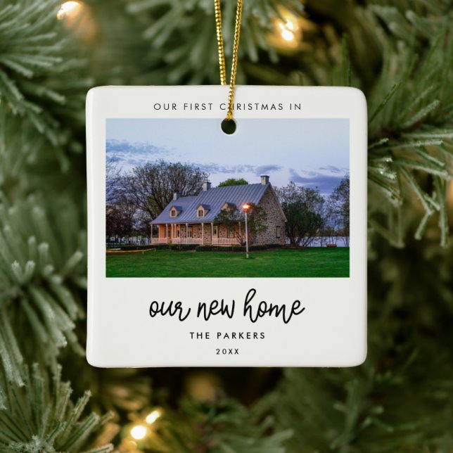 Ornement En Céramique Moderne Notre premier Noël dans notre nouvelle mai (Arbre)