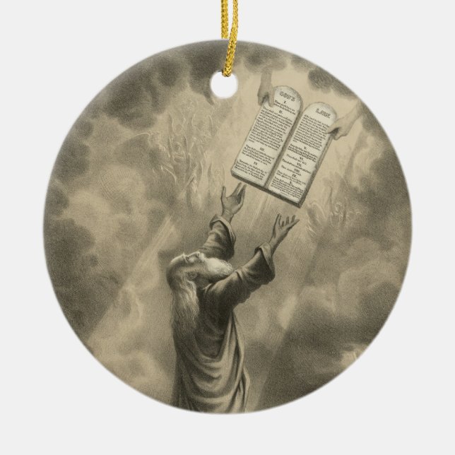 Ornement En Céramique Moïse reçoit la loi Les Dix Commandements (Devant)