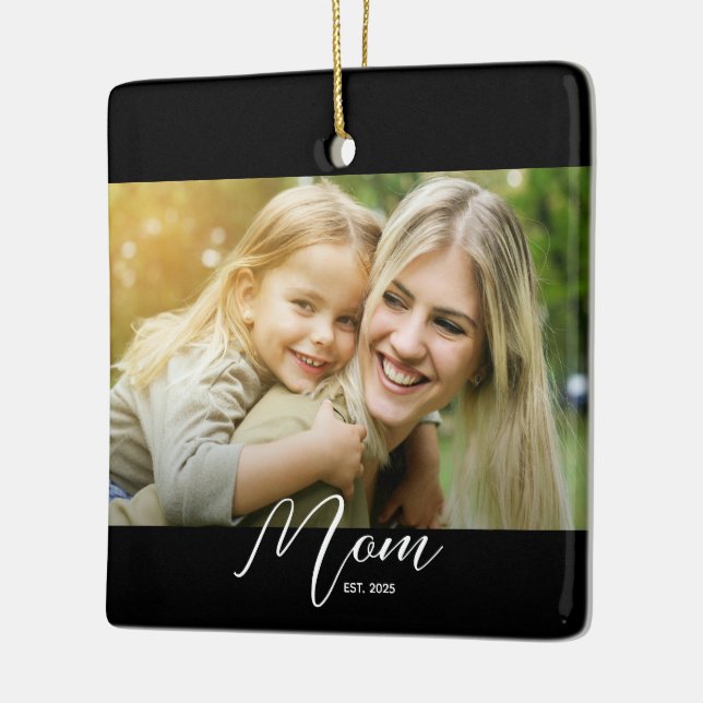 Ornement En Céramique Mom Est. Photo New Mom Gift Keychain (Gauche)