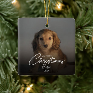 Ornement En Céramique Mon premier Noël Photo de compagnie élégante Scrip
