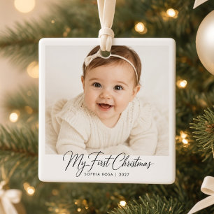 Ornement En Céramique Mon premier Noël Photo personnalisée de bébé nom