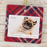 Ornement En Céramique Mon premier Noël pour toujours Accueil Plaid Photo<br><div class="desc">Ce design simple et classique est composé de typographie serif et d'ajouter une photo d'animal de compagnie personnalisée. "Mon premier Noël dans ma maison à jamais" orne le dessin.</div>