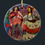 Ornement En Céramique Mona Lisa Romantique Drôle Coloré Travail Artistiq<br><div class="desc">Cette merveilleuse invitation reprend des éléments de la Joconde et de la Nuit étoilée de Van Gogh pour créer un thème de papeterie de mariage exceptionnellement unique et fantaisiste pour une invitation, un remerciement, un numéro de table, et plus encore ! La Joconde - Cette image représente la Joconde avec...</div>