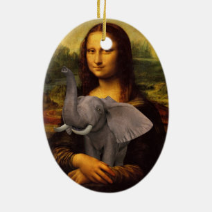 Ornement En Céramique Mona Lisa With Elephant