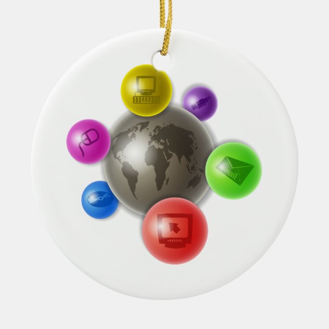Ornement En Céramique Monde des ordinateurs (Devant)