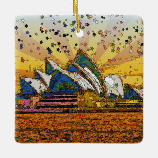 Ornement En Céramique Monde Psychedelique : Skyline de Sydney A1