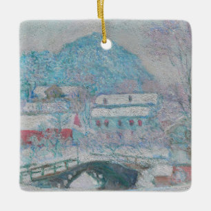 Ornement En Céramique Monet - Norvège, village de Sandviken sous la neig