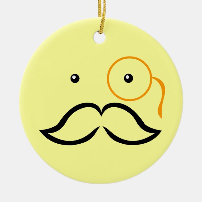 Ornement En Céramique Monocle et Moustache (Devant)