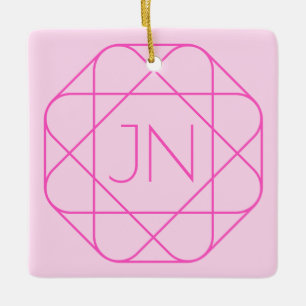 Ornement En Céramique Monogramme Cool, Style de Logo Hip Rose & Magent