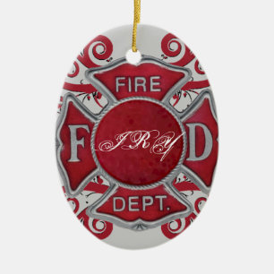 Ornement En Céramique Monogramme de coutume de corps de sapeurs-pompiers