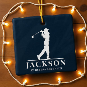 Ornement En Céramique Monogramme de golf Personnalisé bleu marine