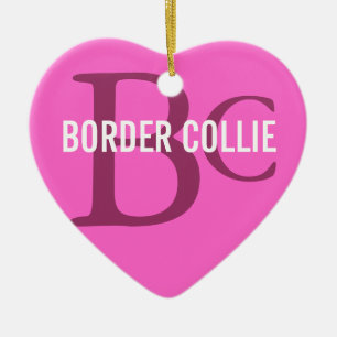 Ornement En Céramique Monogramme de race de border collie