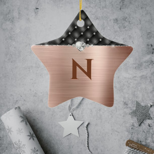 Ornement En Céramique Monogramme en cuivre Faux et en cuir diamant