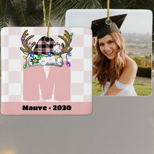 Ornement En Céramique Monogramme Personnalisé Avec Nom Famille Noël