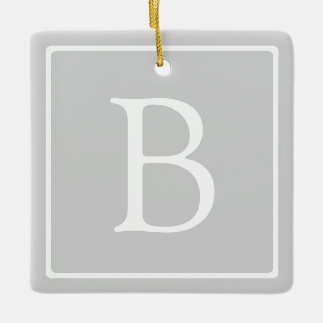 Ornement En Céramique Monogramme simple gris clair (Devant)