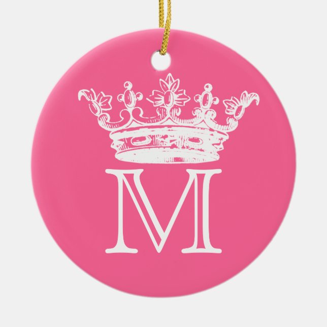 Ornement En Céramique Monogramme vintage de couronne (Devant)