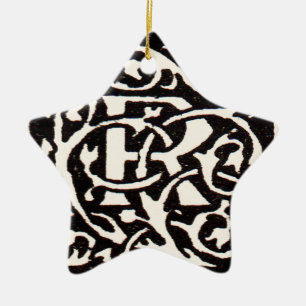 Ornement En Céramique Monogramme vintage R Art Nouveau