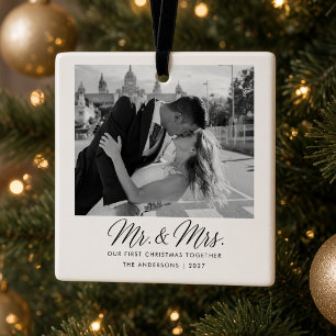 Ornement En Céramique Monsieur et Madame, premier Noël ensemble Mariage 