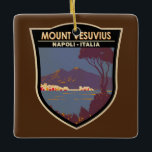 Ornement En Céramique Mont Vésuve Golfe de Naples Badge Vintage<br><div class="desc">Naples et le Vésuve dans un style vectoriel. Le Vésuve est un somma-stratovolcan situé dans le golfe de Naples en Campanie,  Italie.</div>